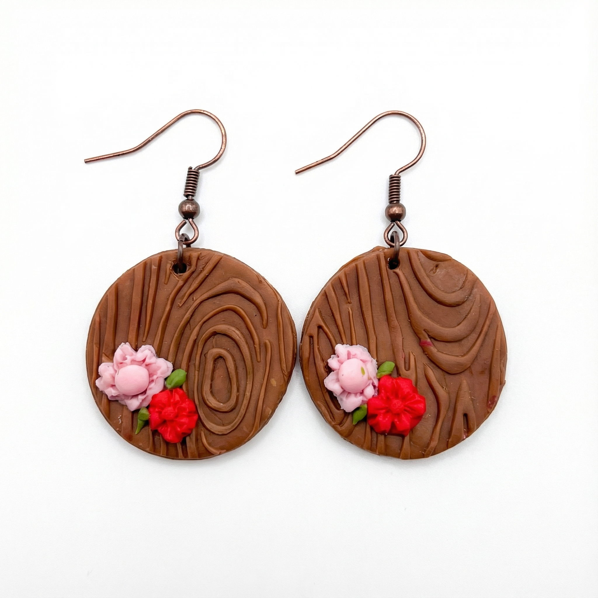 Wood Grain Floral Earrings